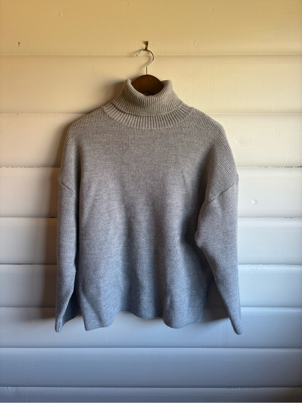 Moussy Vintage 100% Wool Heavyweight Turtleneck Sweater Gray Made in Japan S